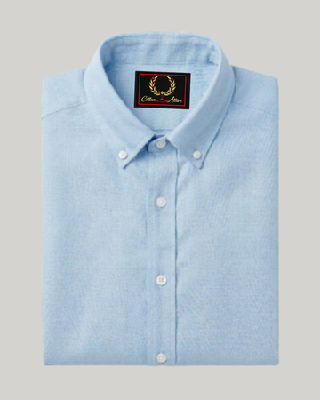 Sky Blue Button Down Collar Linen Shirt