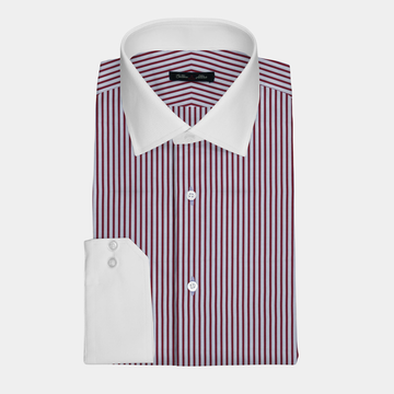 Red Stripe Contrast Collar Formal Shirt