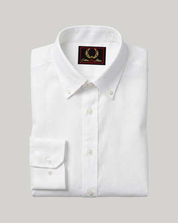 White Button Down Collar Linen Shirt