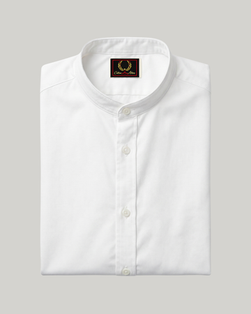 White Band Collar Linen Shirt
