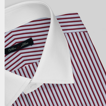 Red Stripe Contrast Collar Formal Shirt