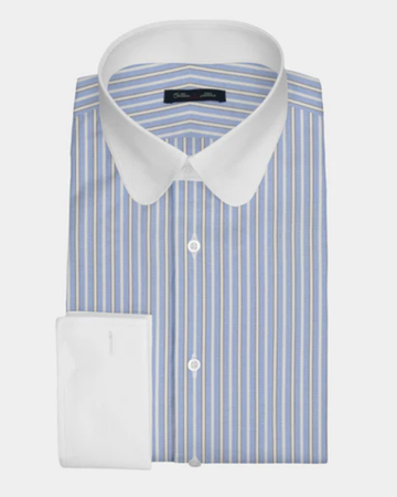 Sky Blue Candy Stripes Contrast Collar Shirt