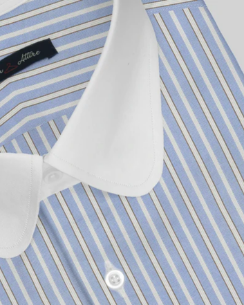 Sky Blue Candy Stripes Contrast Collar Shirt