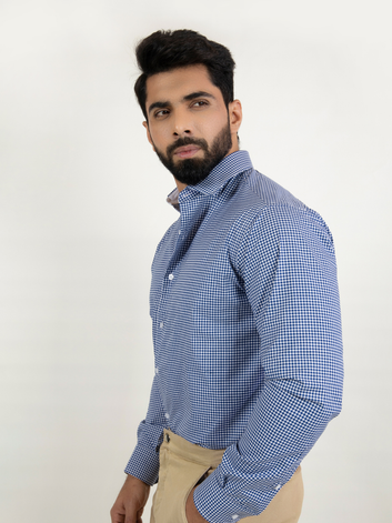 Navy Micro Check Shirt