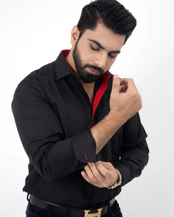 Raven black semi formal shirt