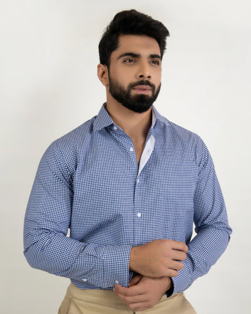 Navy Micro Check Shirt