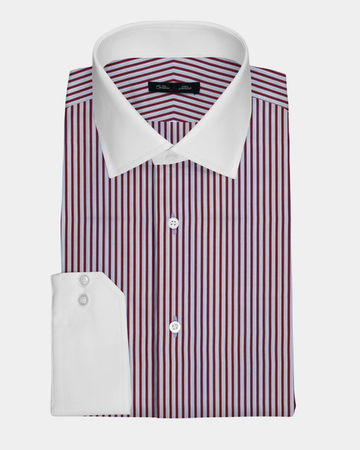 Red Stripe Contrast Collar Formal Shirt