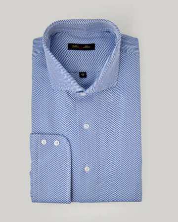 Forest Blue Herringbone Shirt