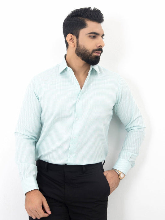 Aqua green pattern shirt