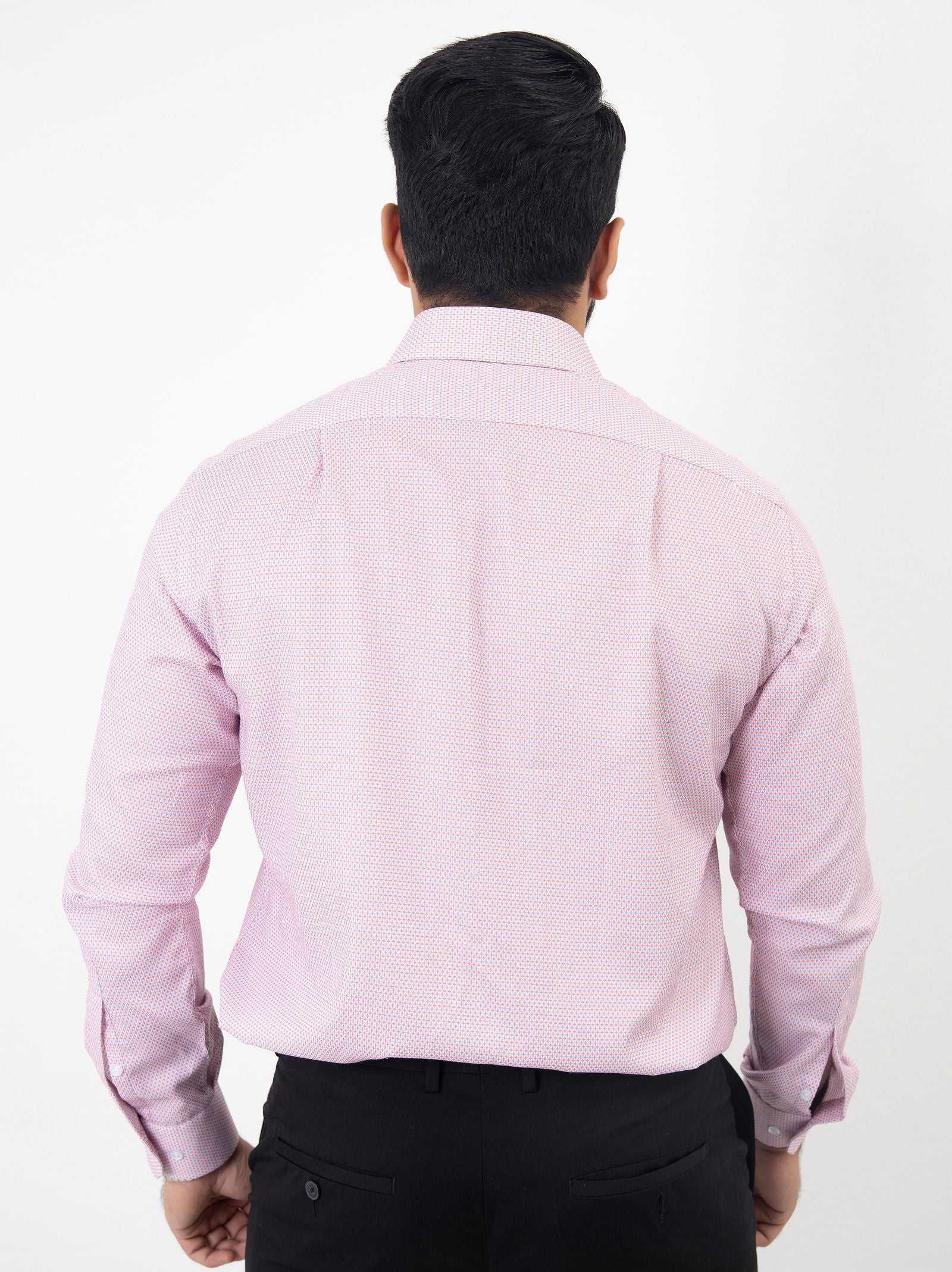 Blue With Orange Pattern Shirt - Cotton Attire Pakistan