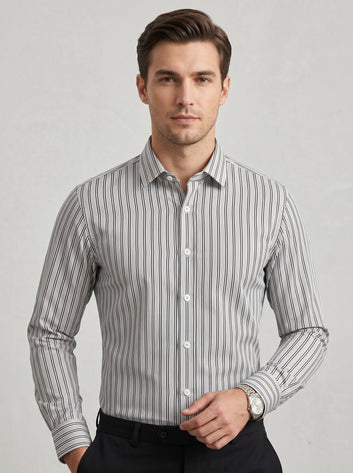 Grey Pinstripe Cotton Shirt
