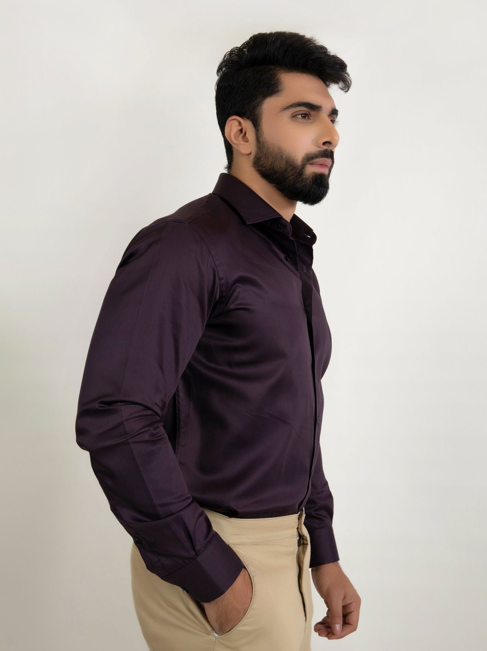 Classic Wine Formal Shirt - Cotton Attire Pakistan