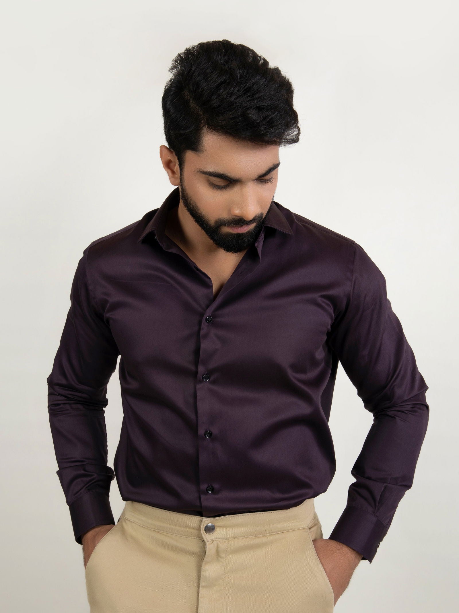 Classic Wine Formal Shirt - Cotton Attire Pakistan