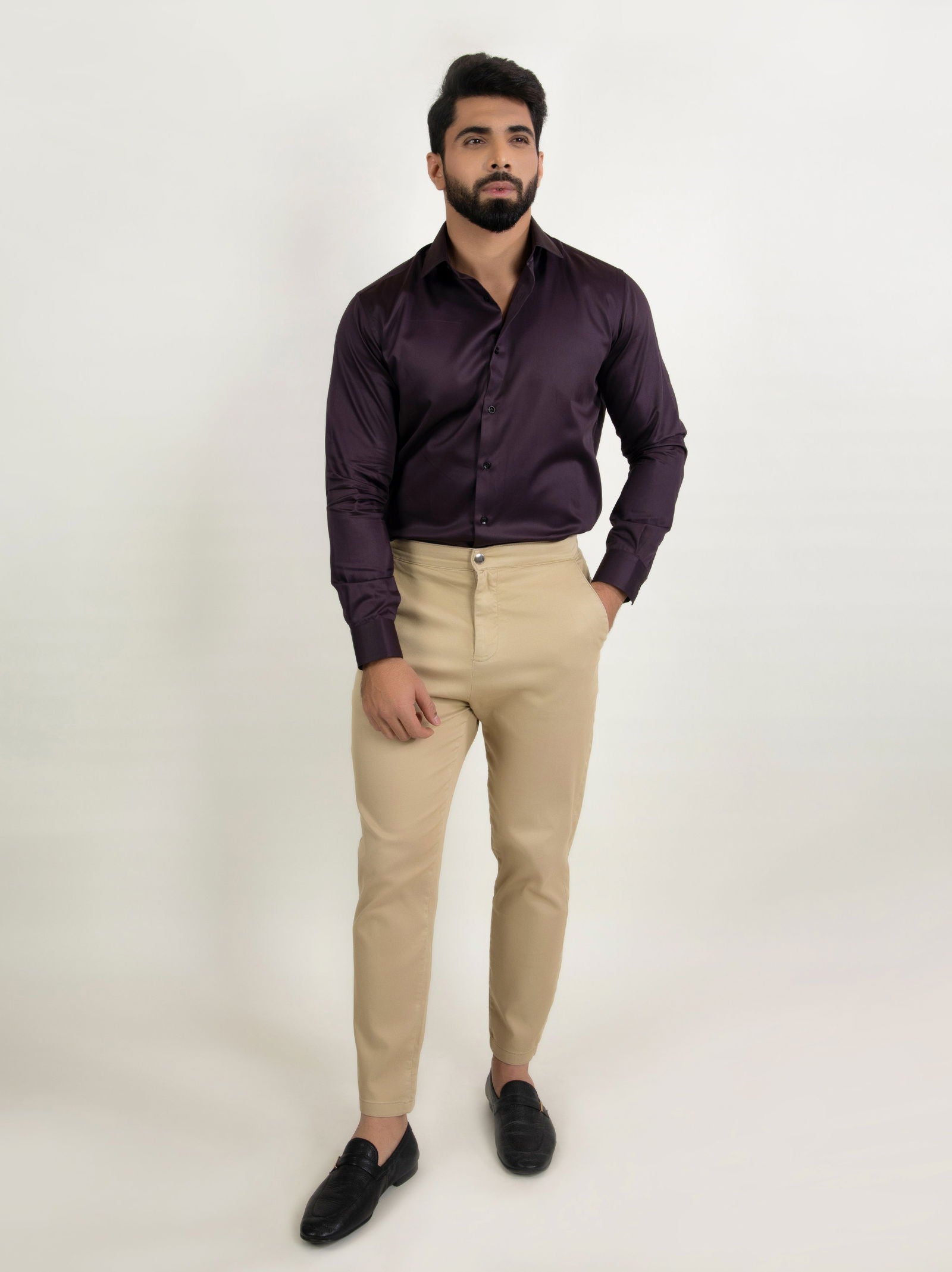 Classic Wine Formal Shirt - Cotton Attire Pakistan