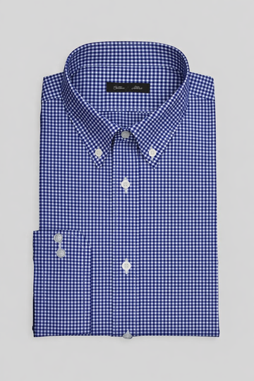 Navy Blue Shephard Check  Dress Shirt