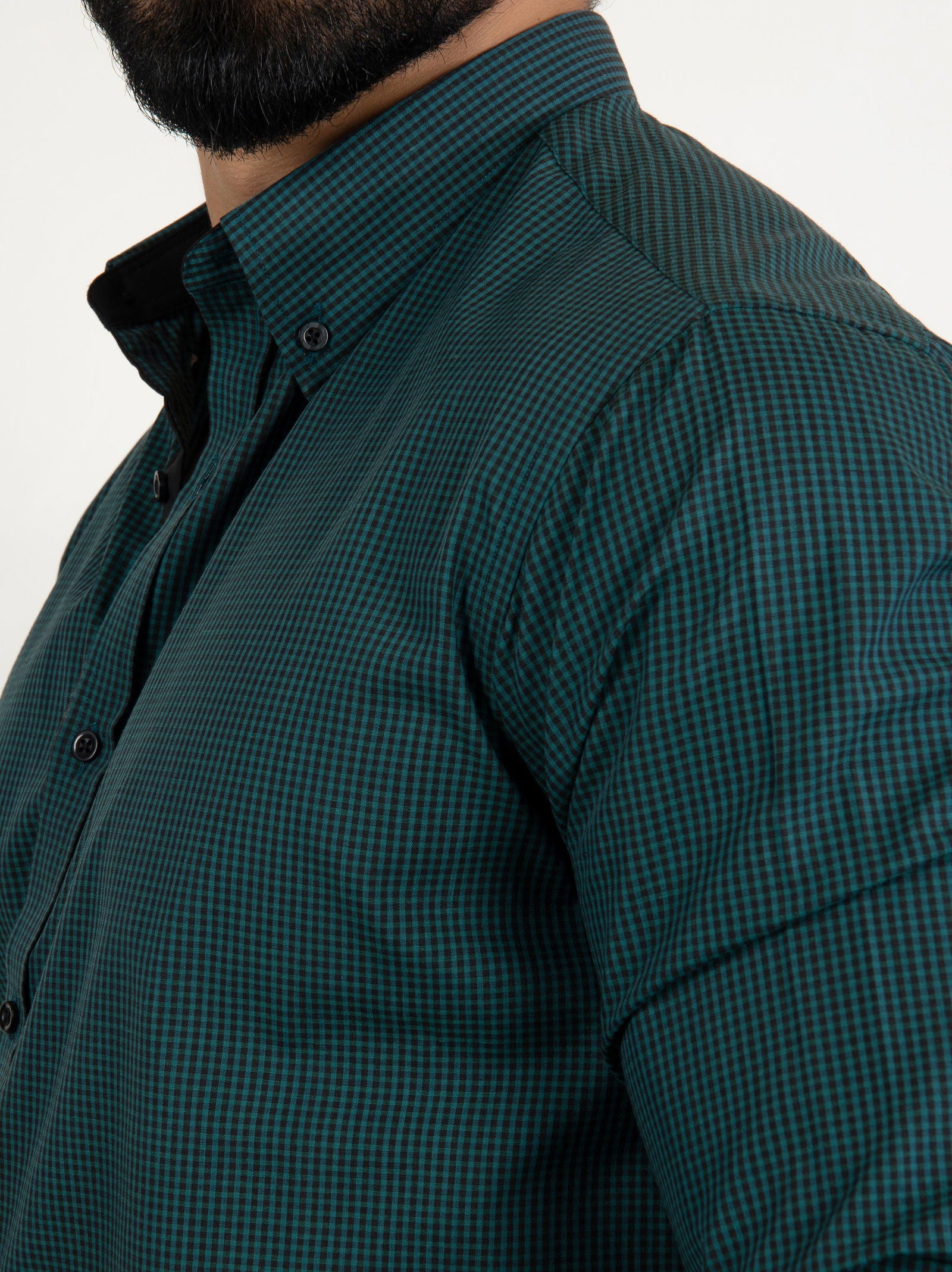 Green Semi-Formal Shirt - Cotton Attire Pakistan