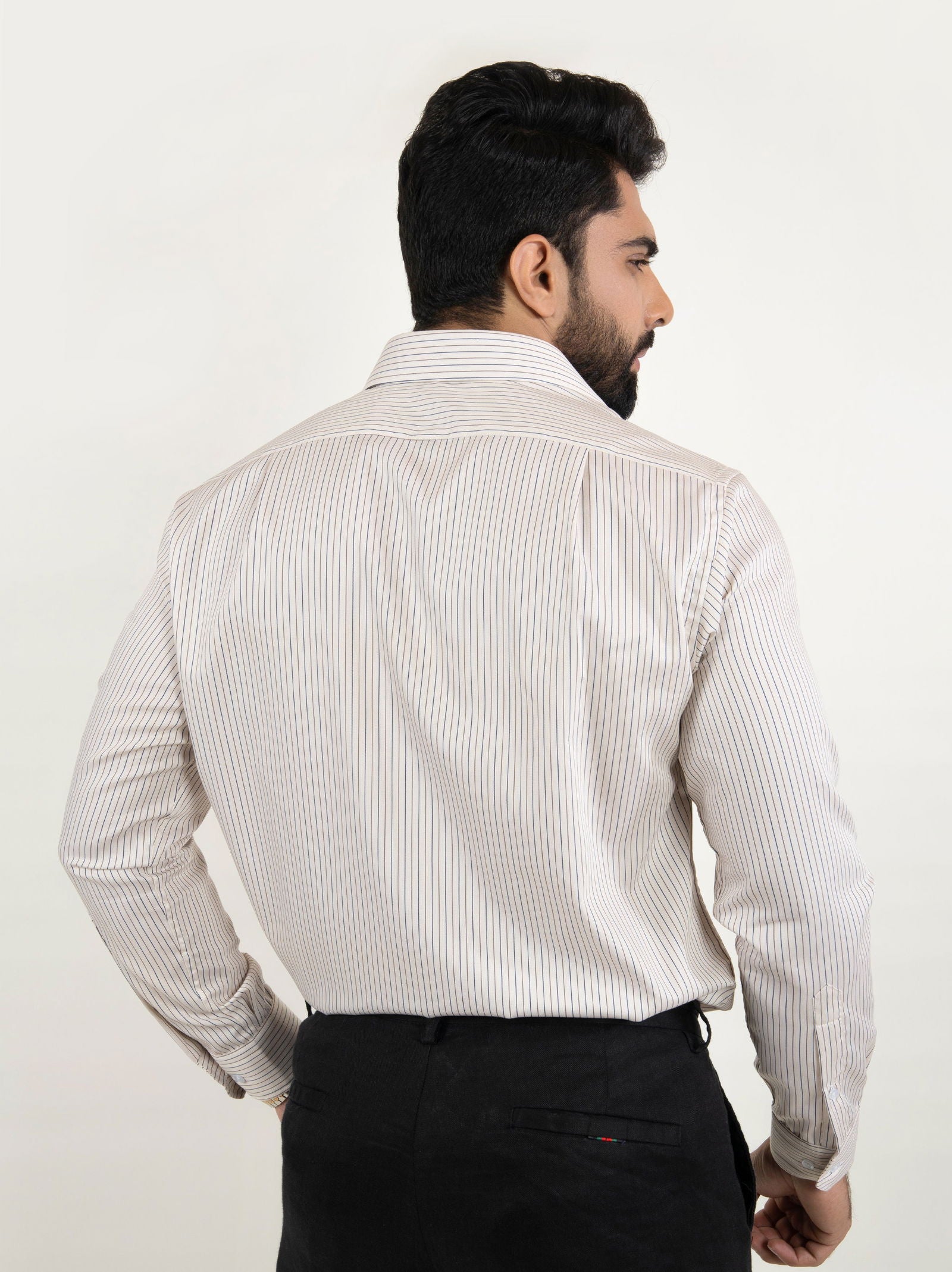 Ivory Crest Striped  Formal Shirt - Cotton Attire Pakistan