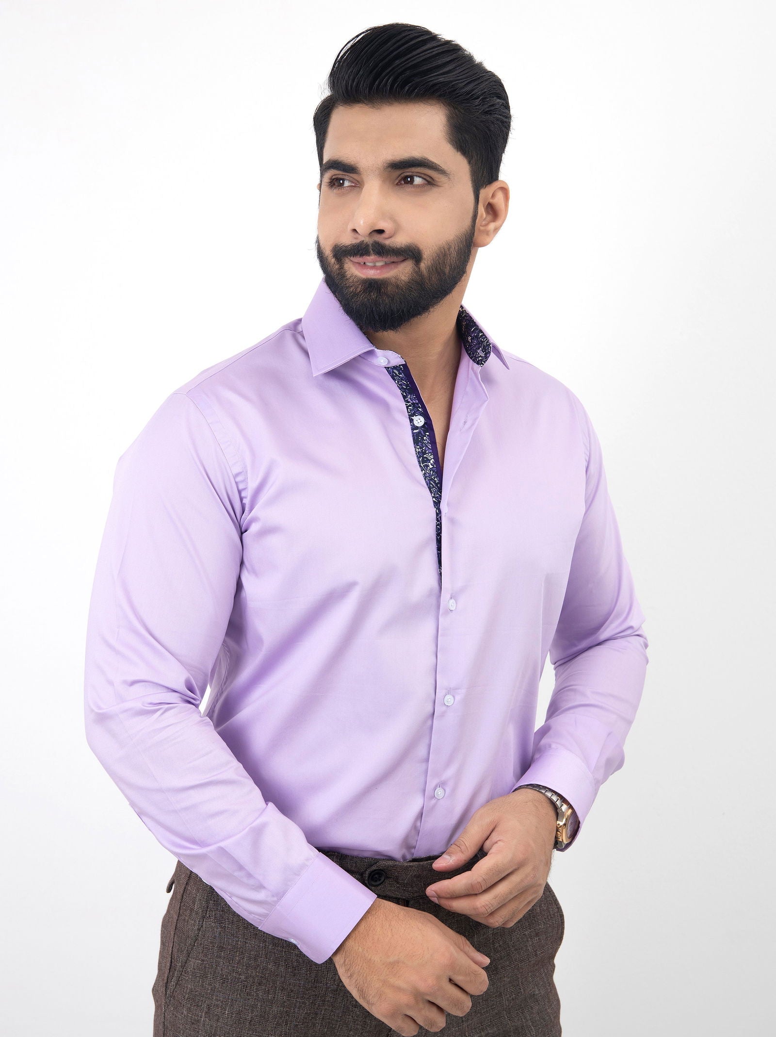 Lavender Semi Formal Shirt - Cotton Attire Pakistan