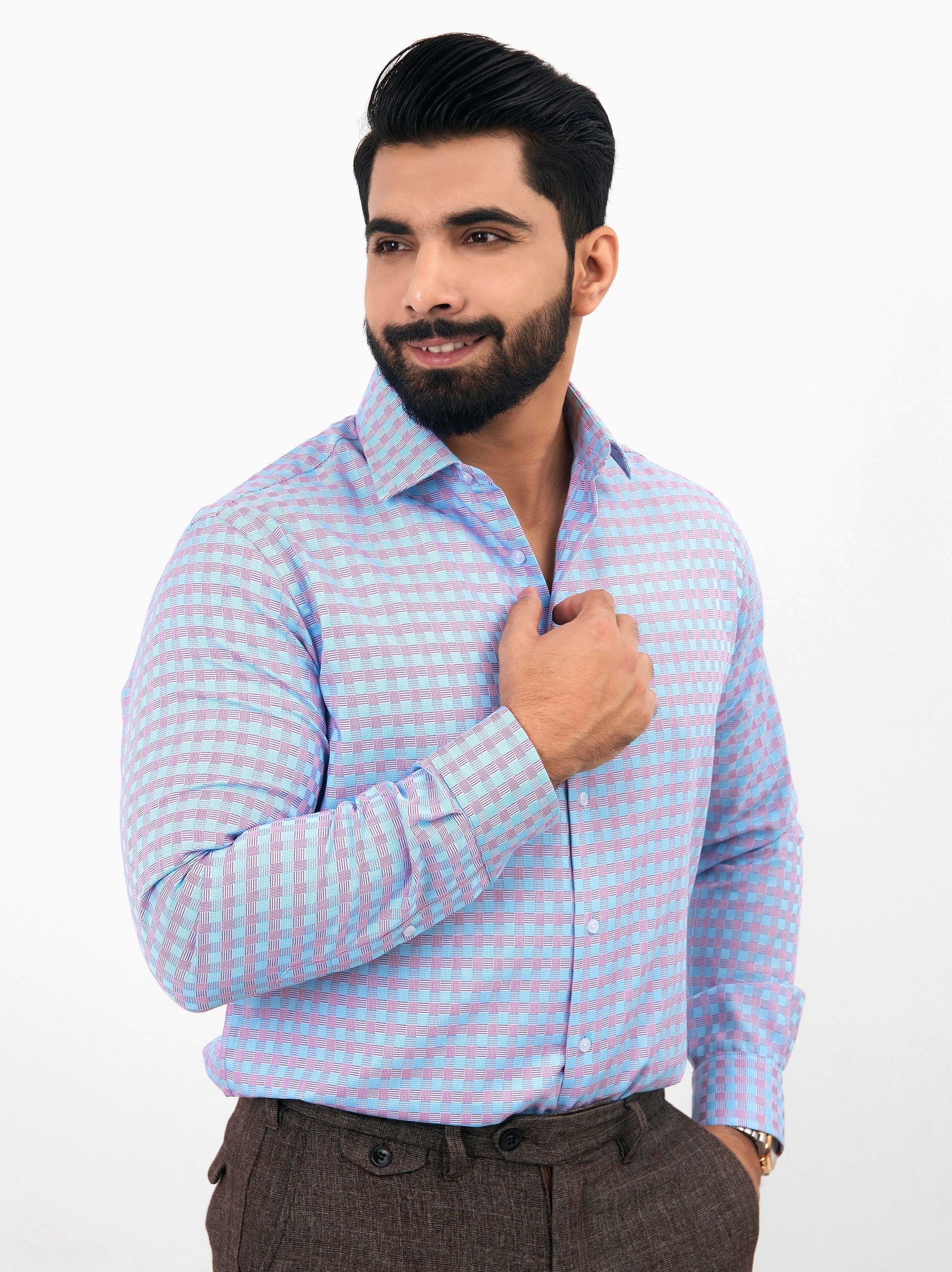 Maroon Matrix Shirt - Cotton Attire Pakistan