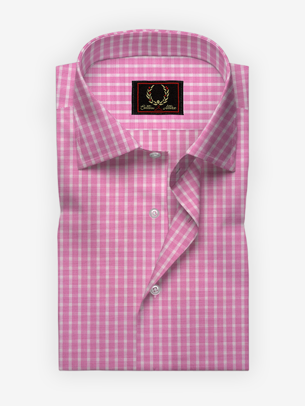 Pink Gingham check Shirt - Cotton Attire Pakistan