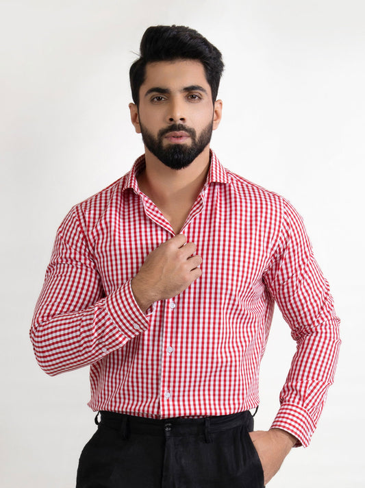 Red check Formal Shirt