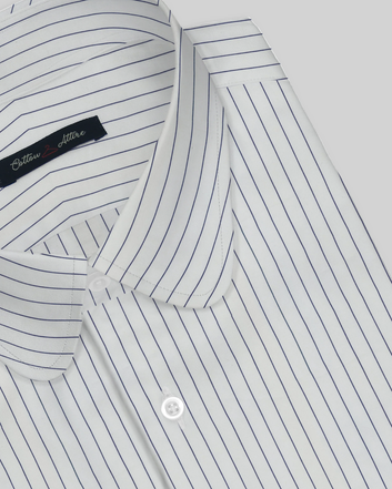 Club Collar Blue Pin Stripes Cotton Shirt