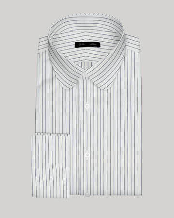 Club Collar Blue Pin Stripes Cotton Shirt