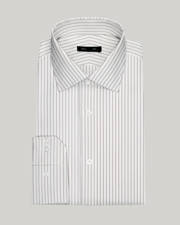 Off White / Maroon Pin Stripes Cotton Shirt
