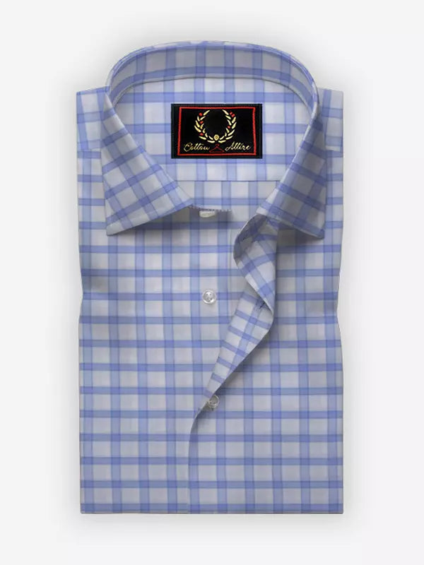 MAGICAL DUO OF BLUE CHECKS SOLID WHITE SHIRT
